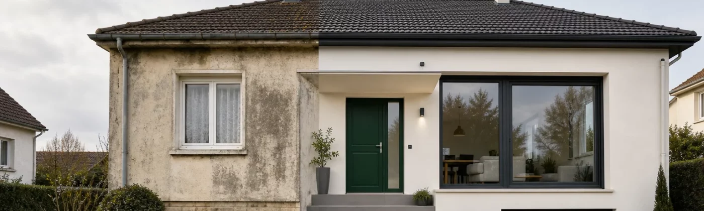 Pavillon des années 60 rénové avant après